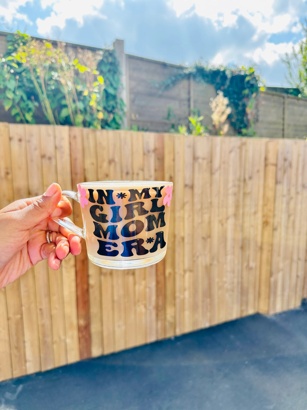 Girl mom era glass mug