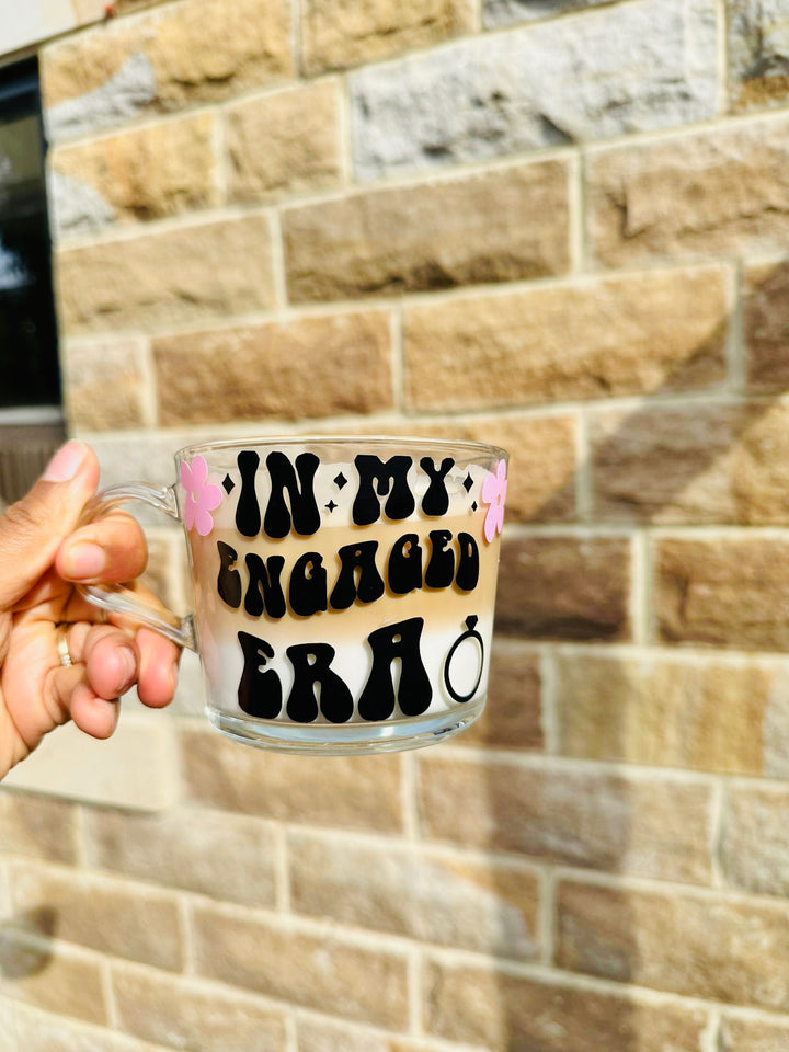Engaged era glass mug