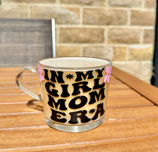 Girl mom era glass mug