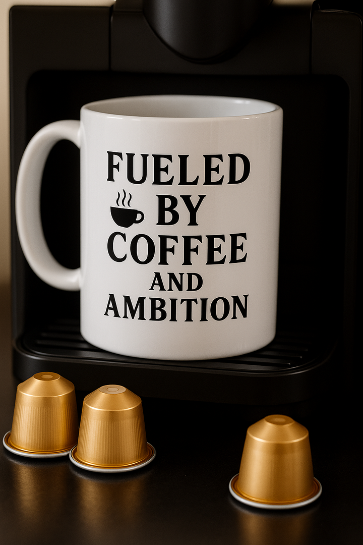 Fueled by Coffee and Ambition Mug | Professional Motivational Drinkware | Corporate Gift