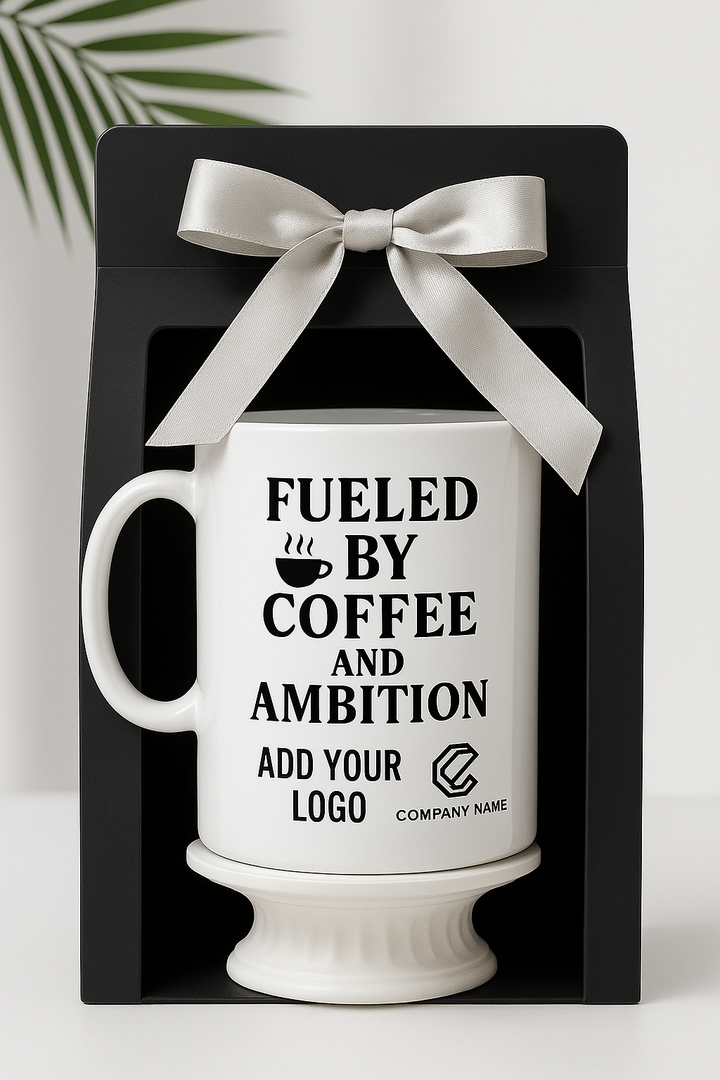 Fueled by Coffee and Ambition Mug | Professional Motivational Drinkware | Corporate Gift