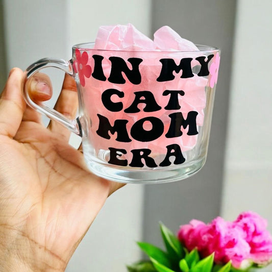 In my Cat Mom Era Glass Mug