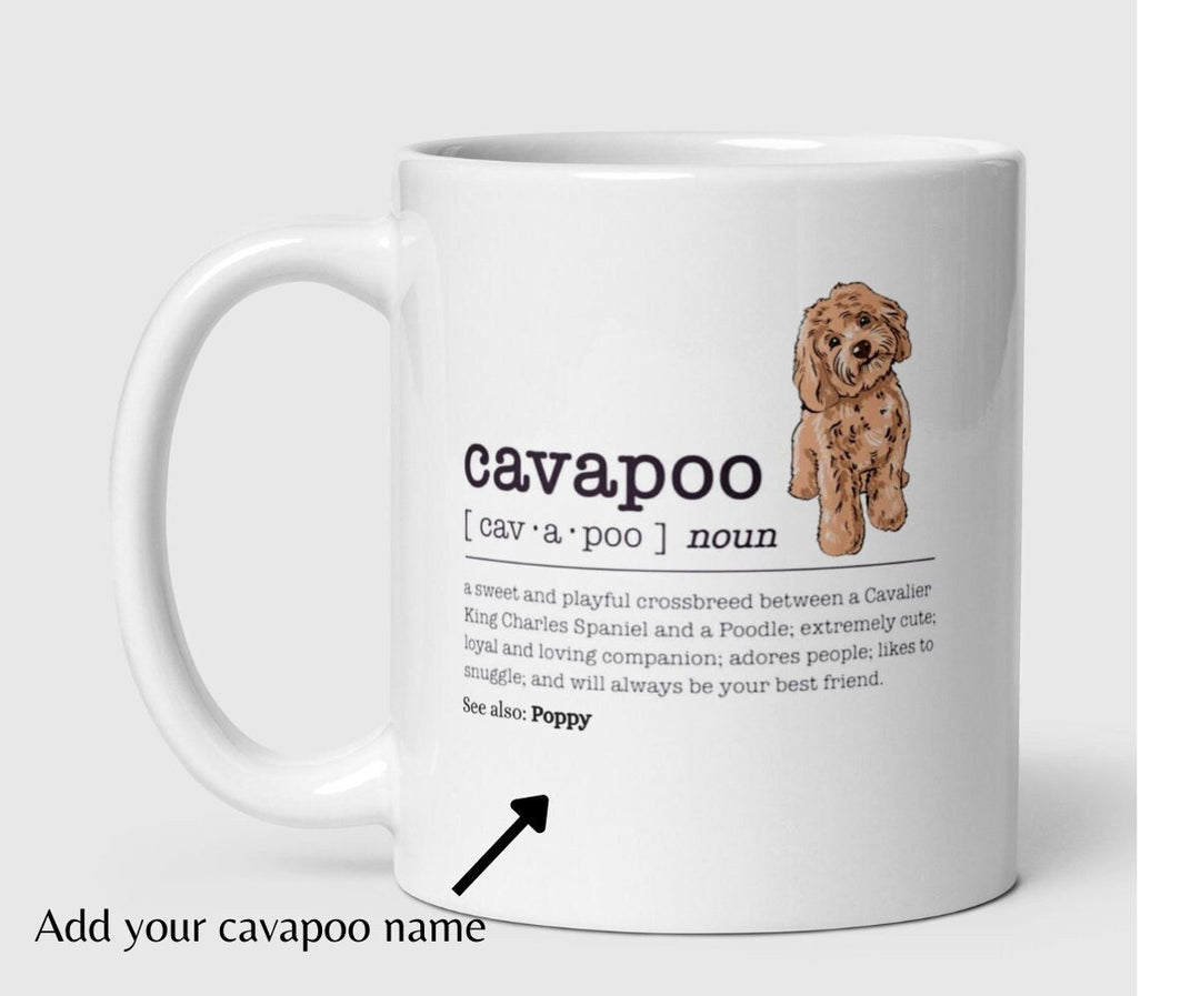 Personalised cavapoo definition mug - Cockapoo new dog owners keepsake - Cavapoo mum and dad presents - Custom pet lover coffee cup
