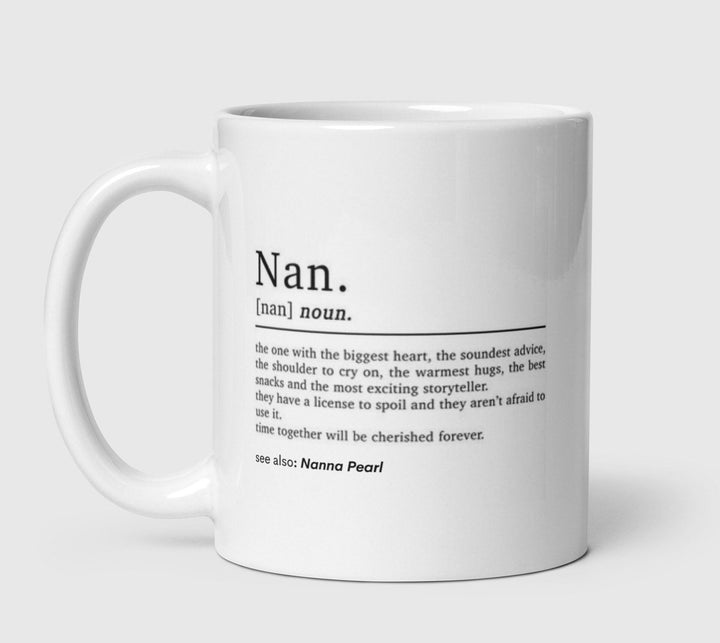 Personalised nana definition mug with a personalised message at the back-Nana announcement-Nana gift-Birthday gifts for grandma-Nana mug