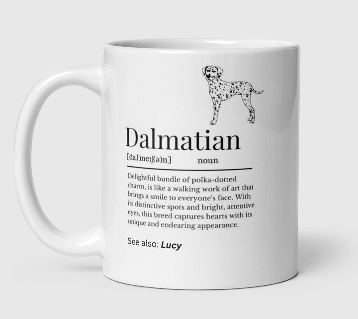 Personalised dalmatian definition mug gift for dog lovers-Thank you gift for dalmatian lover-Black and white gifts-Dalmatian print gift-