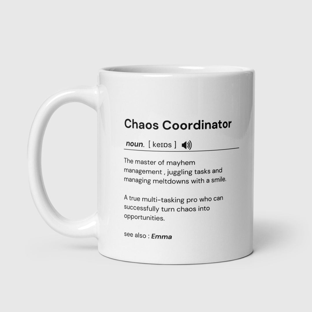Personalised CHAOS COORDINATOR funny mug-Funny coffee cup-Collague-coworker-gift for her-gift for him-Seasonal gifts-Definition mug
