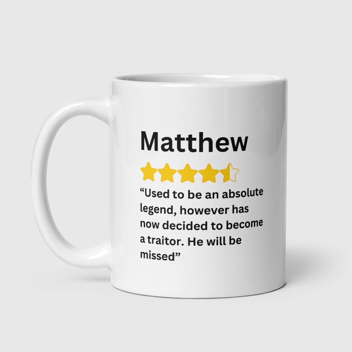 Leaving review mug-Double sided personalised leaving mug-Leaving gift work colleague- leaving gift-leaving present-leavings gifts for friend