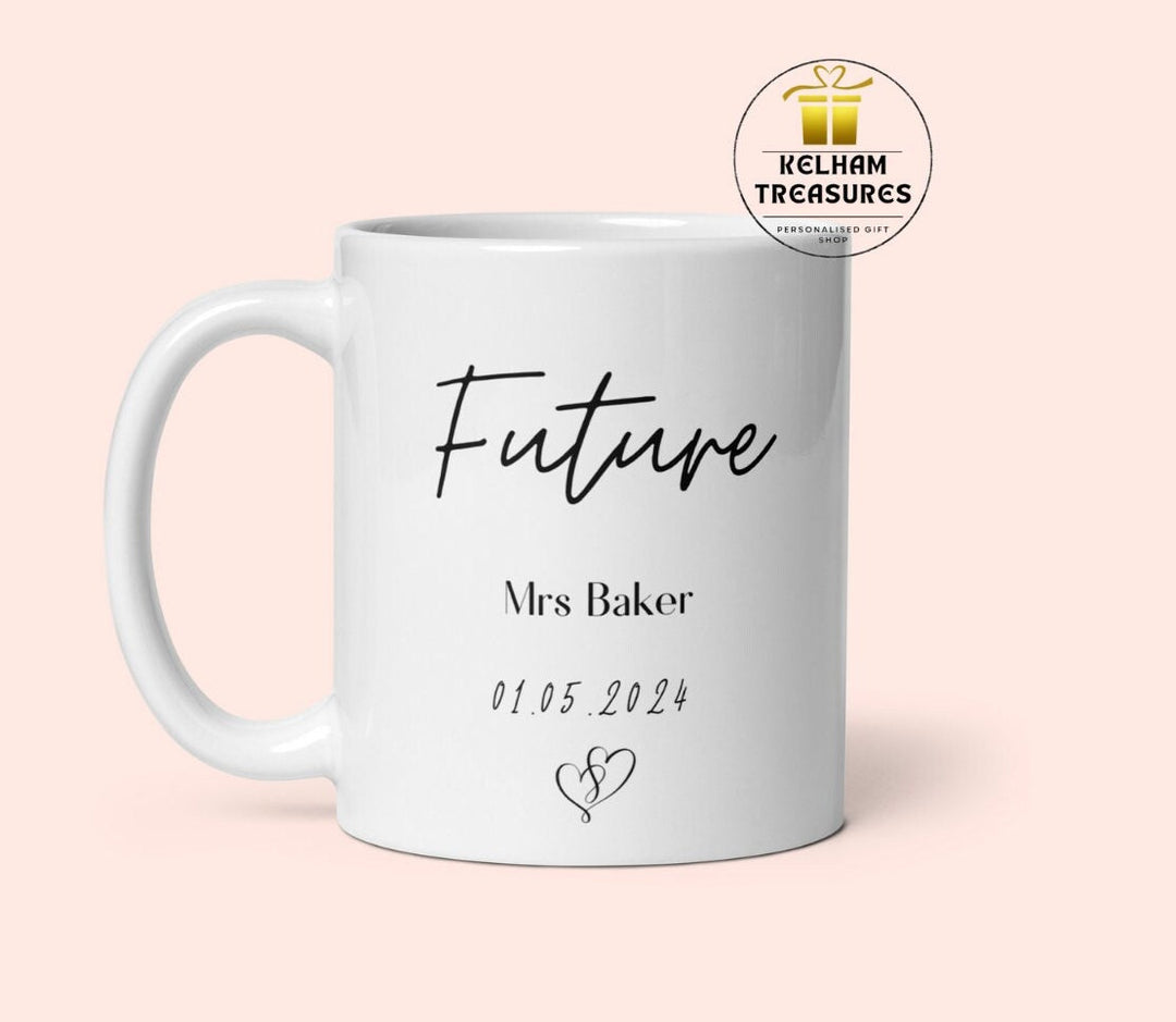 Personalised Future Mr Mrs mug set - Newlywed couple gifts - Custom engagement present - Bride and groom -  Wedding planning gift -
