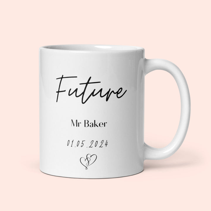 Personalised Future Mr Mrs mug set - Newlywed couple gifts - Custom engagement present - Bride and groom -  Wedding planning gift -