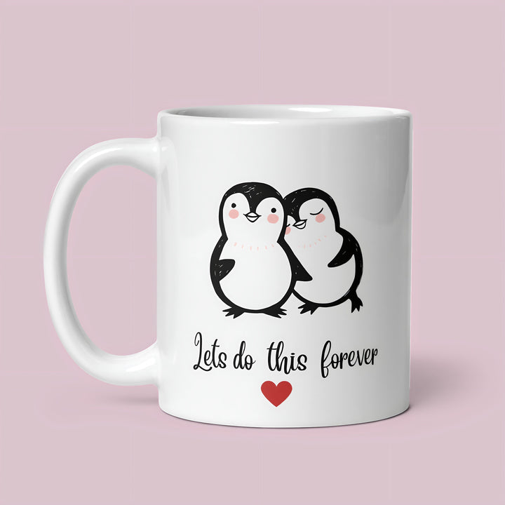 Adorable custom penguin valentines day mug - Cute couples custom mug  - Anniversary present for girlfriend & boyfriend - Newlyweds