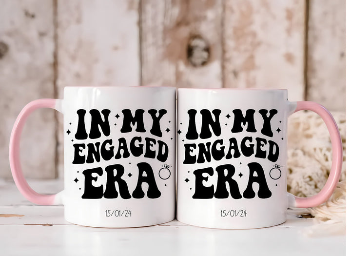 Personalised In my engaged era mug - Engagement party gifts - Bride to be - Bridal shower - Fiancee gift - Newly engaged - Wedding planning