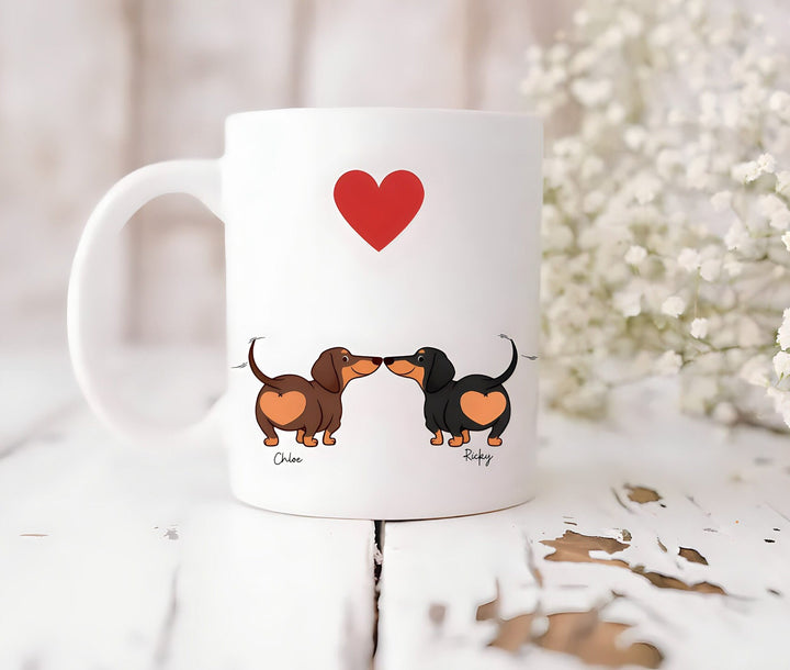 Personalised dachshund valentines day mug - Sausage dog valentine - Doxie dog - Cute pet lover - Couples present - Husband and wife gifts
