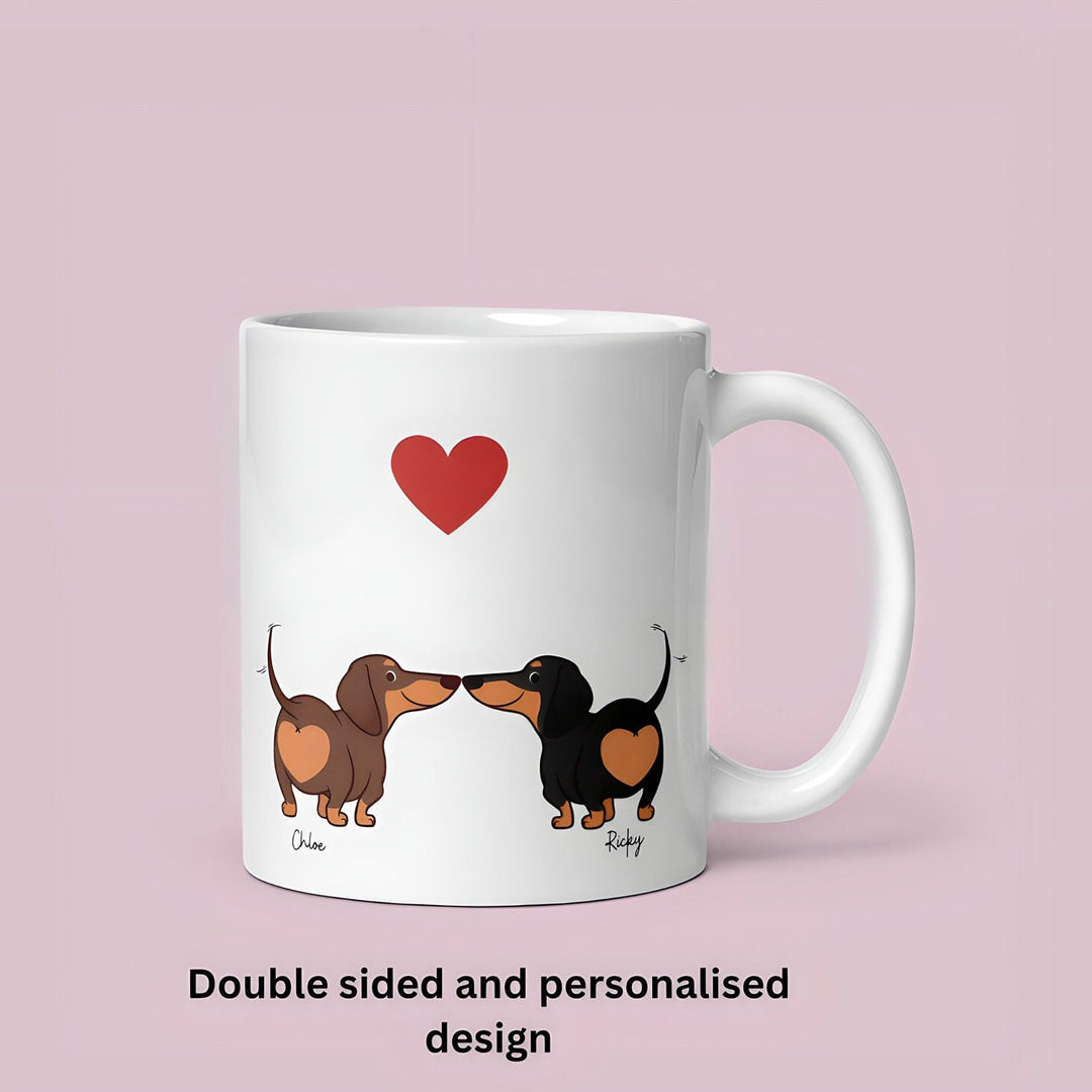 Personalised dachshund valentines day mug - Sausage dog valentine - Doxie dog - Cute pet lover - Couples present - Husband and wife gifts
