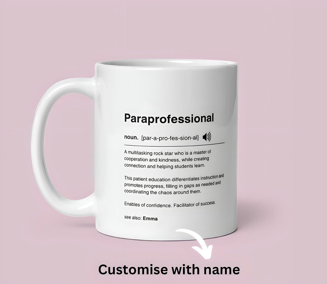 Personalised PARAPROFESSIONAL Teacher appreciation mug - Funny paraeducator custom presents - Classroom aide gift - Chaos coordinator