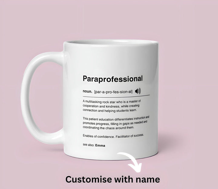 Personalised PARAPROFESSIONAL Teacher appreciation mug - Funny paraeducator custom presents - Classroom aide gift - Chaos coordinator