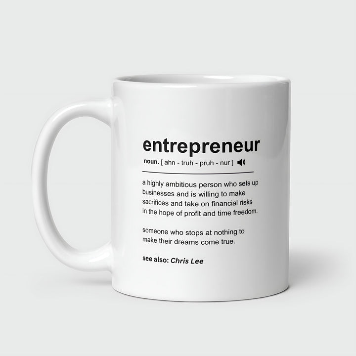 Entrepreneur definition custom mug - Future entrepreneur motivation quote - Entrepreneur gifts for him and her - Investor and trader present