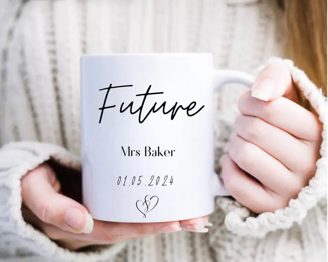 Personalised Future Mr Mrs mug set - Newlywed couple gifts - Custom engagement present - Bride and groom -  Wedding planning gift -