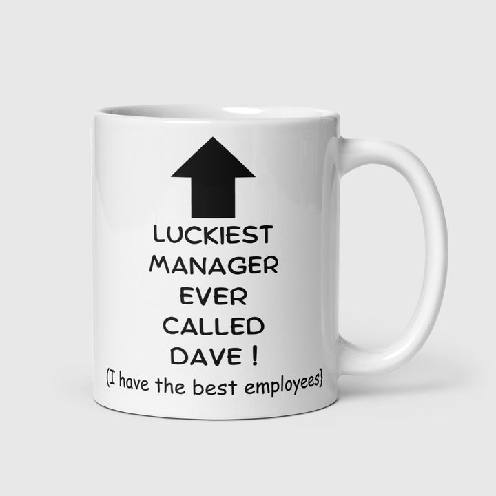 Luckiest manager ever mug with custom name - Novelty office coworker gifts - Funny gift for manager from employees - Supervisor present