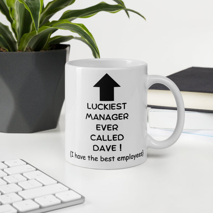 Luckiest manager ever mug with custom name - Novelty office coworker gifts - Funny gift for manager from employees - Supervisor present