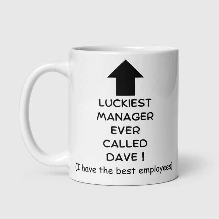 Luckiest manager ever mug with custom name - Novelty office coworker gifts - Funny gift for manager from employees - Supervisor present