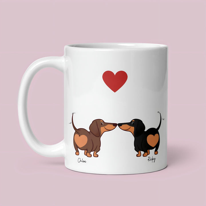 Personalised dachshund valentines day mug - Sausage dog valentine - Doxie dog - Cute pet lover - Couples present - Husband and wife gifts