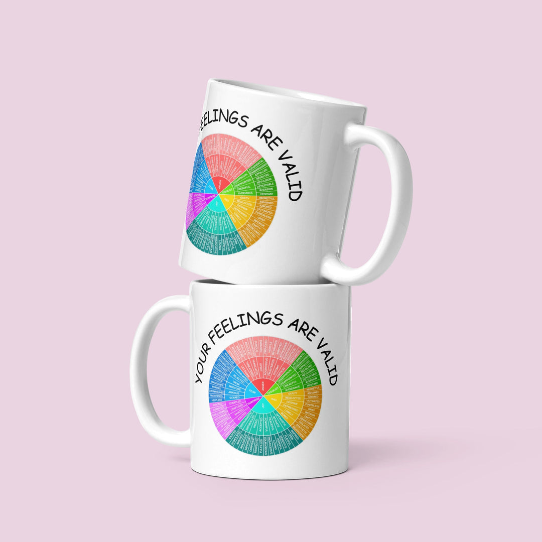 Your feelings are valid mug - Psychology emotional well being support gift - Mental health awareness - Emotions colour wheel of emotions