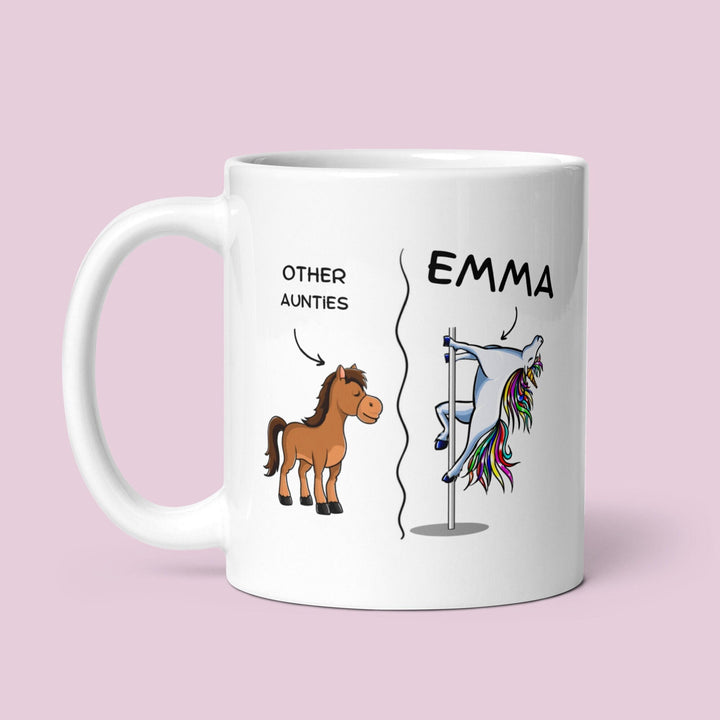 Funny auntie gift - Personalised new auntie novelty mug - Birthday joke present - Pregnancy announcement idea - Baby shower coffee cup