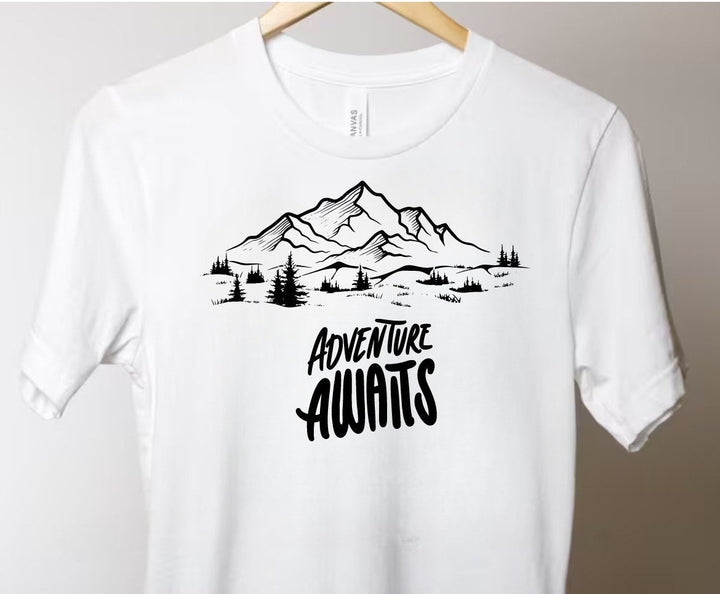 Adventure awaits tshirt - Unisex Camping and hiking tshirts - Mountain lover gifts - Camping gifts - Nature inspired apparel - Wanderlust