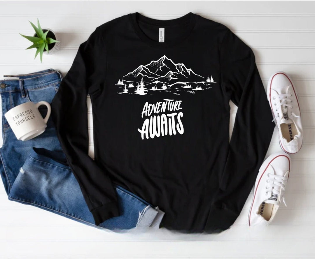 Adventure awaits tshirt - Unisex Camping and hiking tshirts - Mountain lover gifts - Camping gifts - Nature inspired apparel - Wanderlust