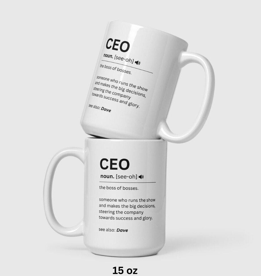 CEO definition mug customised with name - Chief executive officer gift - CEO present for him and her - Colleague entrepreneur work gifts -