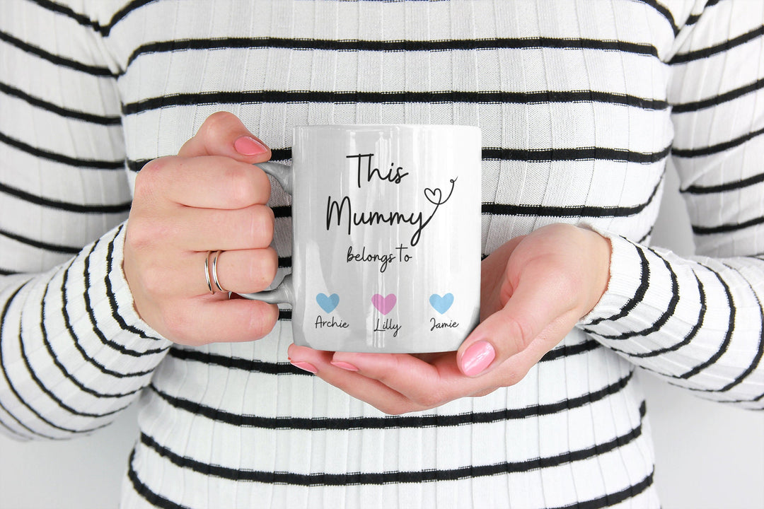 GIFT WRAPPED Personalised this mummy belongs to mug - Mummy birthday gift ideas - Thoughtful gifts for mothers day from the kids , children.