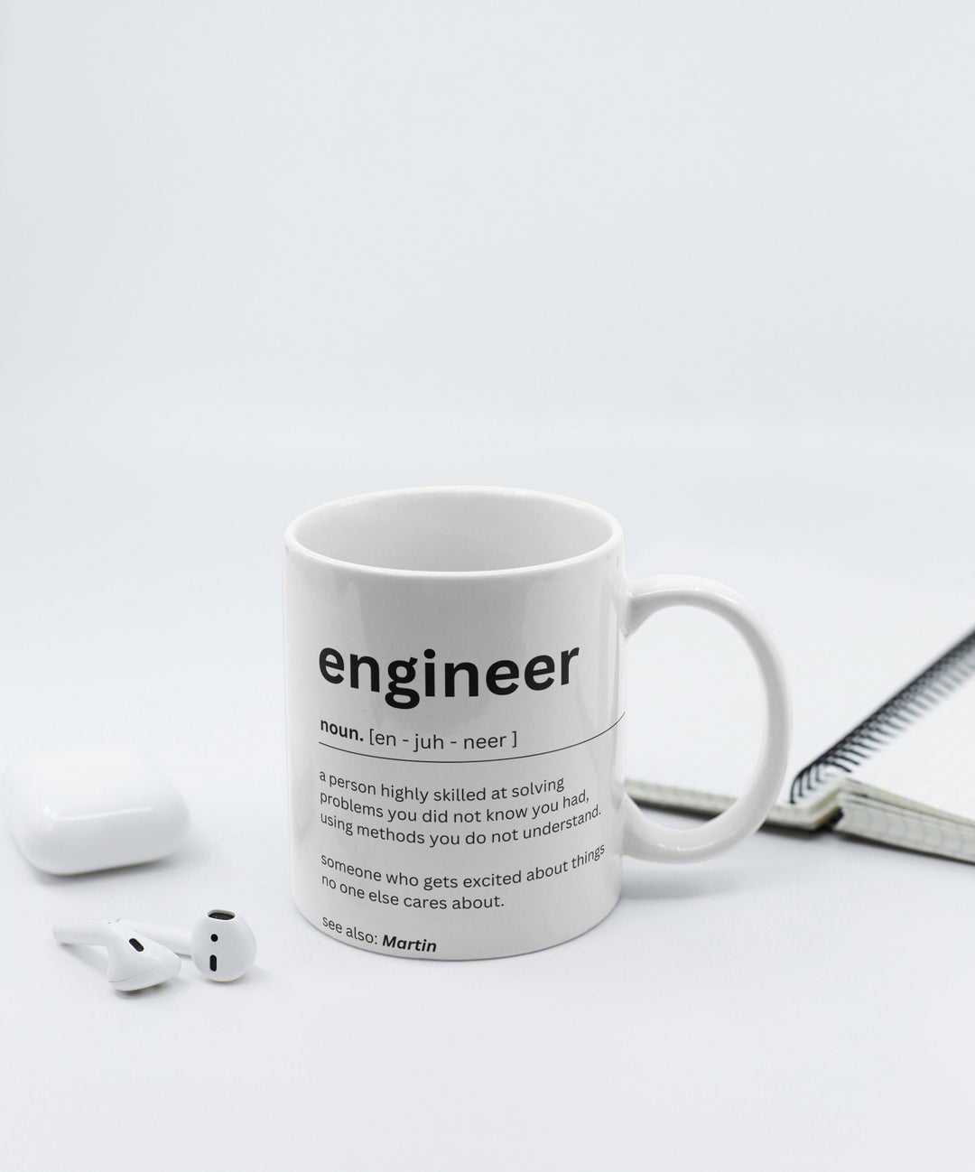Funny personalised engineer definition mug - Gift for engineer - Presents for student engineer - Novelty Engineer Colleague gifts