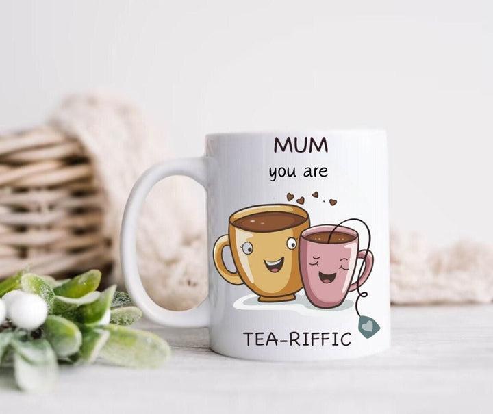 MUM you are tea-riffic personalised unique mug - Mothers day sweet pun present - Personalised gift for her - Best mum ever keepsake -
