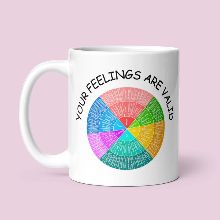 Your feelings are valid mug - Psychology emotional well being support gift - Mental health awareness - Emotions colour wheel of emotions