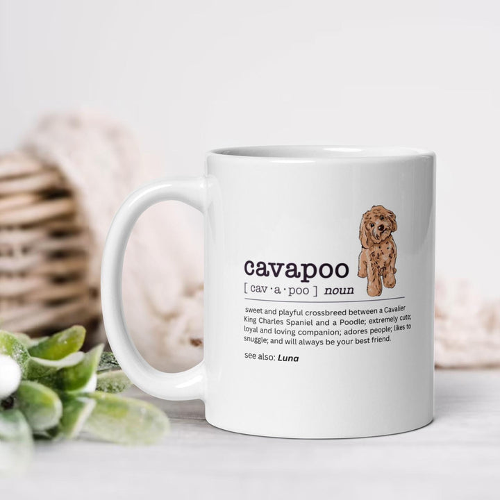 Personalised cavapoo definition mug - Cockapoo new dog owners keepsake - Cavapoo mum and dad presents - Custom pet lover coffee cup