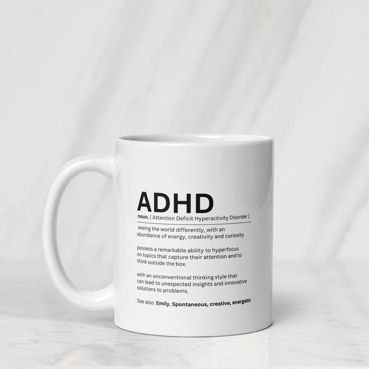 ADHD personalised definition mug - Attention deficit hyperactivity disorder - Mental health encouragement gift - Therapy encouragement