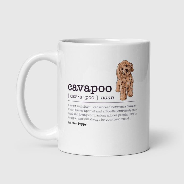 Personalised cavapoo definition mug - Cockapoo new dog owners keepsake - Cavapoo mum and dad presents - Custom pet lover coffee cup