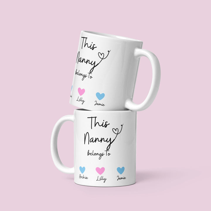 GIFT WRAPPED Personalised this nanny belongs to mug - Nanny birthday gift ideas - Thoughtful gifts for mothers day from grandchildren