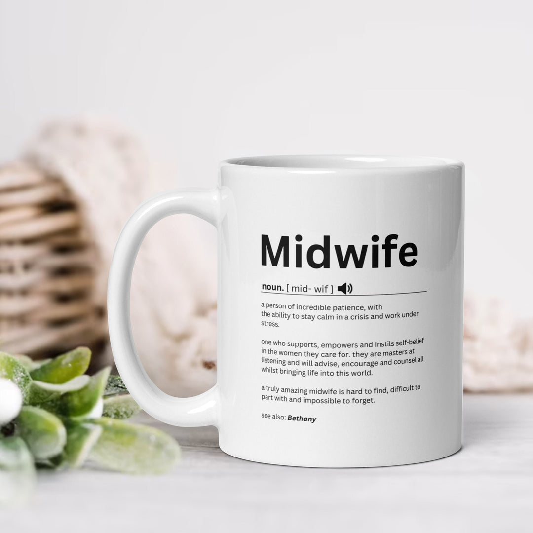 Personalised midwife mug - Gift for midwife - Newly graduated midwife - Custom graduation present - Thank you appreciation keepsake -