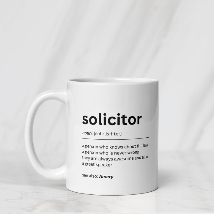 Personalised Solicitors gift - Future solicitor gift- Law student presents - Colleagues work coffee mug - Coworker solicitor definition mug