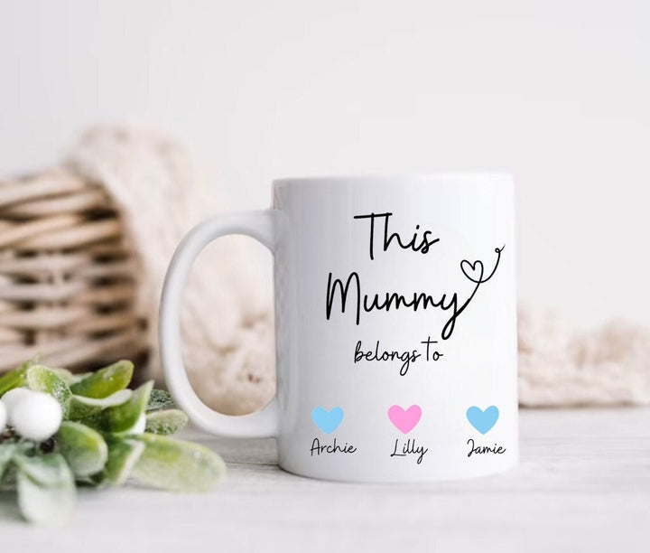 GIFT WRAPPED Personalised this mummy belongs to mug - Mummy birthday gift ideas - Thoughtful gifts for mothers day from the kids , children.