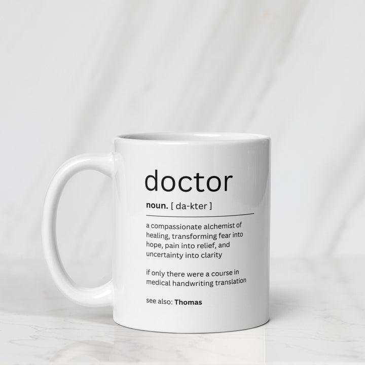 Unique personalised doctor mug - Custom name mug - Qualified Dr gifts - Medical school graduation present - New doctor office decor