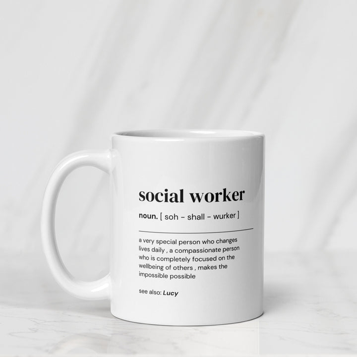 Personalised social worker gift - Customised social worker graduation present - Colleague work keepsake - Mentor present - Thank you mug