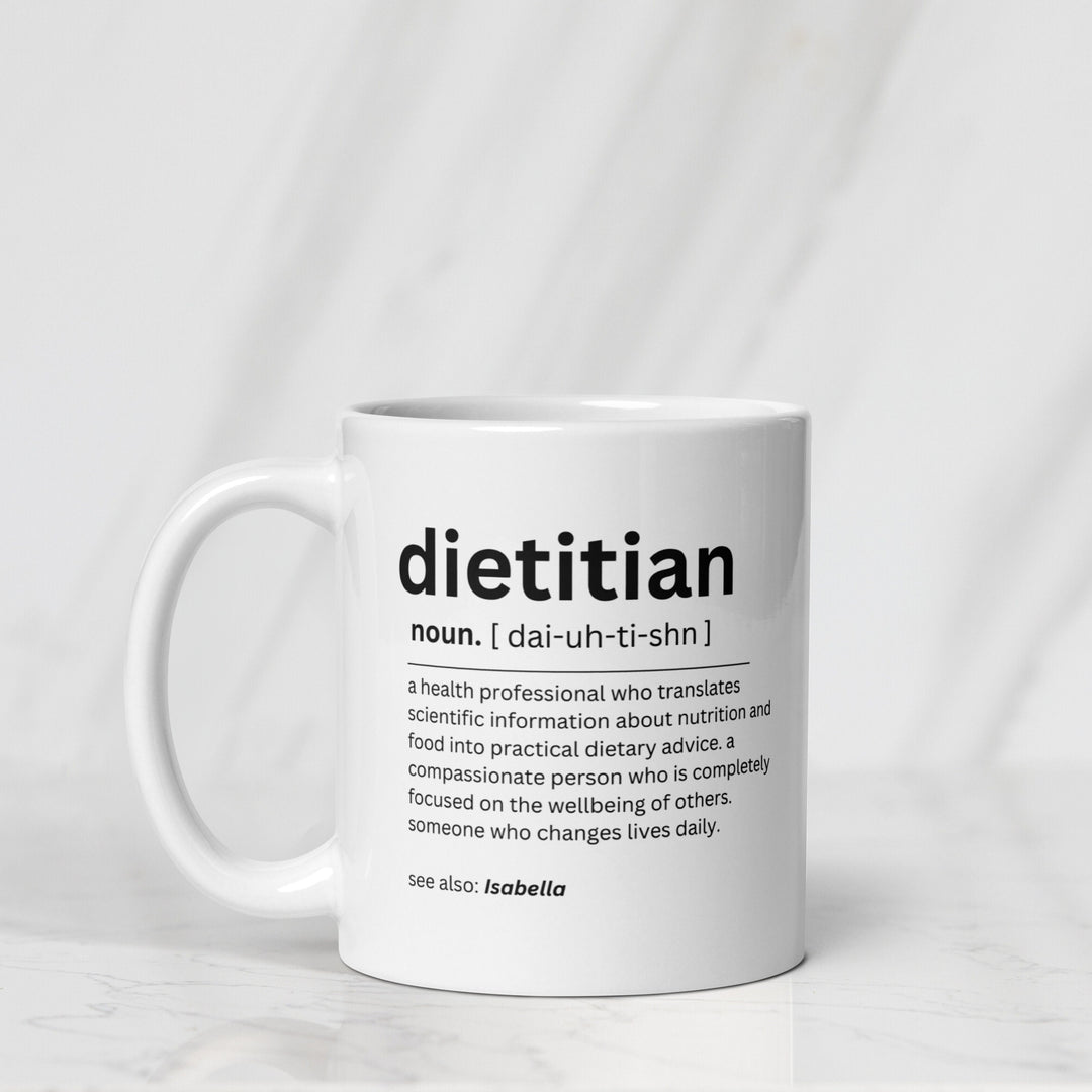 Personalised dietitian mug - Newly registered dietitian - Graduation keepsake - Dietetics degree - Custom nutritionist present