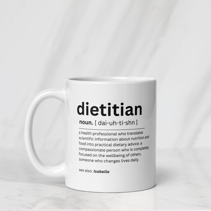 Personalised dietitian mug - Newly registered dietitian - Graduation keepsake - Dietetics degree - Custom nutritionist present
