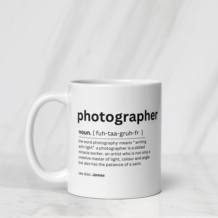 Personalised Photographer mug - Graduation keepsake - Wedding photographer Aprecciation present - Custom photographer gift -