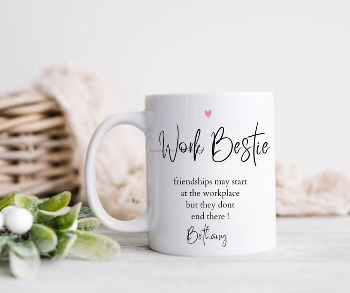 Personalised work friendship keepsake - Gift for work bestie - Gift for work friend - Colleague leaving present - Custom work mug