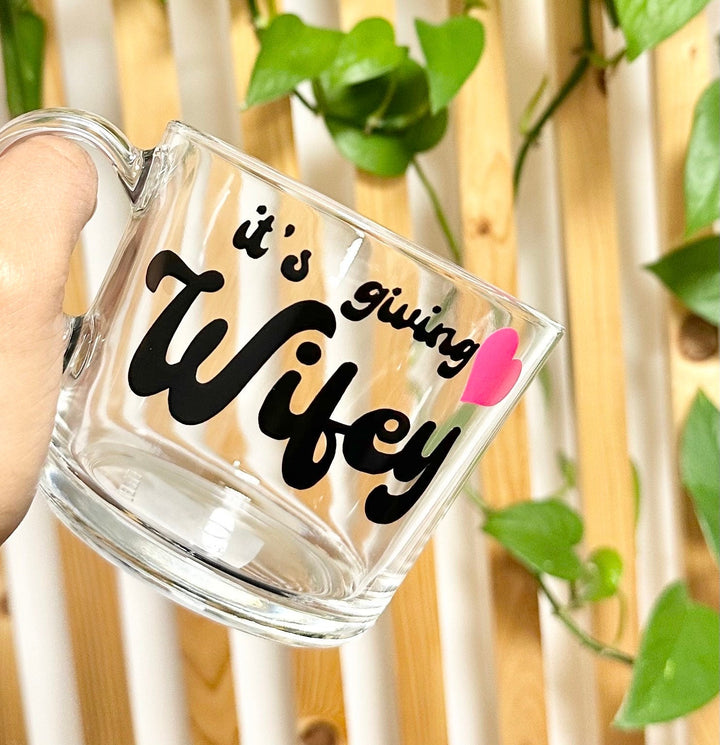Its giving wifey glass coffee mug - Engagement bride gift - Bridal wedding shower - Newlywed bestfriend present - Just engaged - New bride