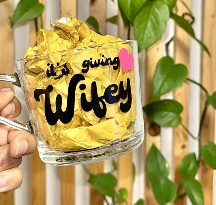 Its giving wifey glass coffee mug - Engagement bride gift - Bridal wedding shower - Newlywed bestfriend present - Just engaged - New bride