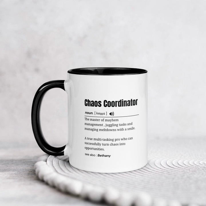 Personalised CHAOS COORDINATOR funny mug  - Funny coffee cup - Colleague Leaving gift -Novelty gift for her - Chaos Definition